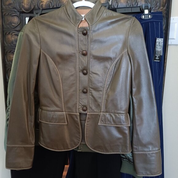 Women's Vegan Leather Military Style Jacket in Rich Green - Picture 1 of 13